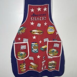 vntg‎ late 80's graphic American bbq apron "American  Snacks" extreme nostalgia.